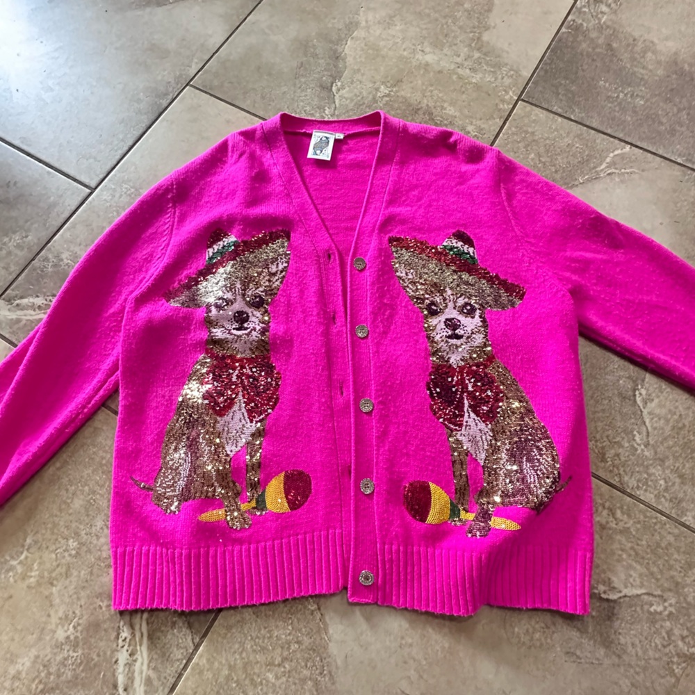 Queen of Sparkles Pink Sequin Dog Cardigan